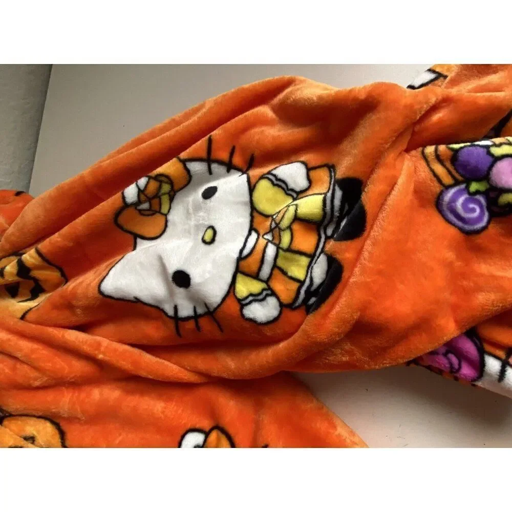 2 Pack Hello Kitty Halloween Throw Blankets Orange Web Pumpkin Pirate Candy Corn